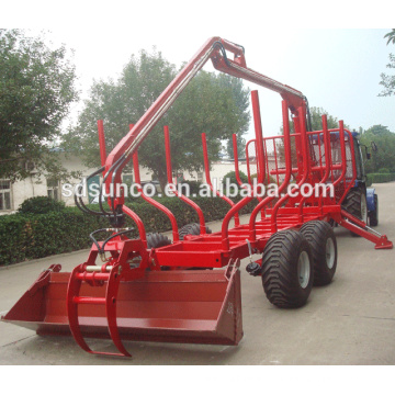 8 tons log trailers with crane